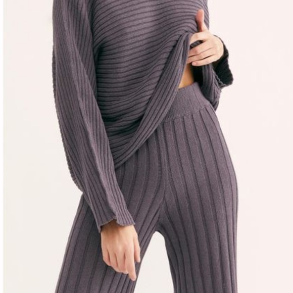 Free People Beach Imogene Ribbed Knit Sweater Flare Pants Size S - Picture 3 of 12